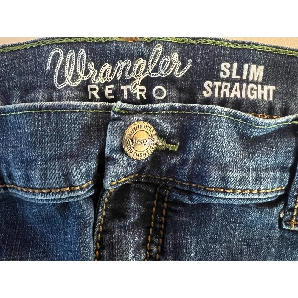 Wrangler Retro 38x30 (38x29) Jeans Mens Medium Wash Slim Straight Leg  10WLT88BZ